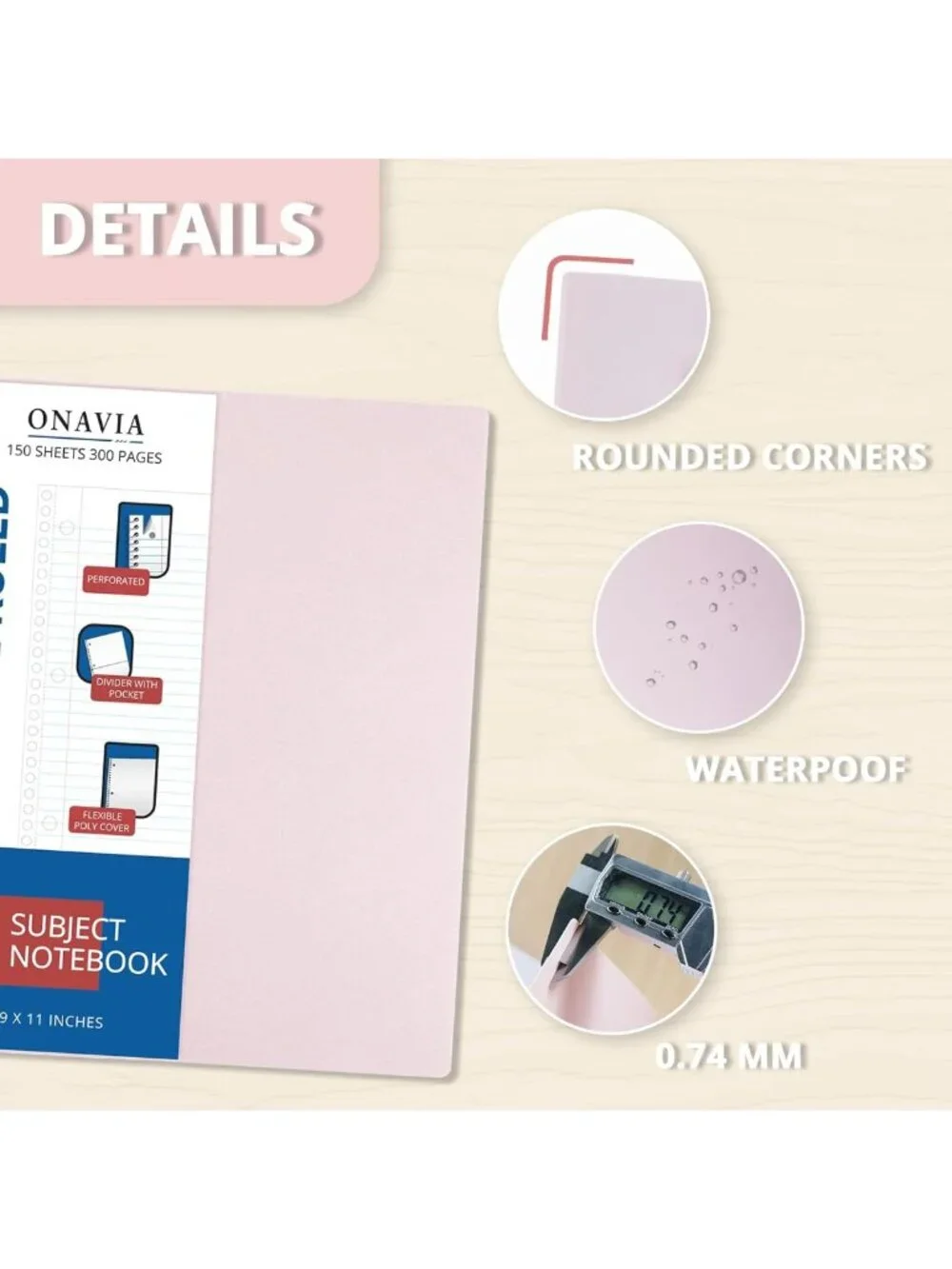 Pink 3-Pack College Ruled Spiral Notebooks - 300 Pages, Perfect for School
